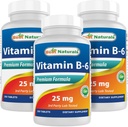 Cele mai bune naturale Vitamina B6 25mg 250 comprimate (250 Număr de 3)
