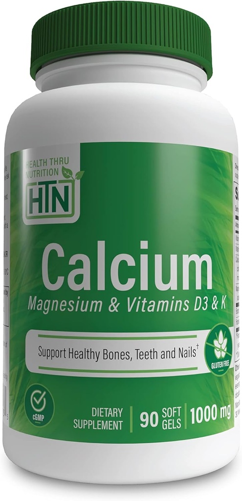 Sănătate Thru Nutriție Calciu 1000mg și magneziu 400mg cu vitamina D3 & K (90 Softgels)
