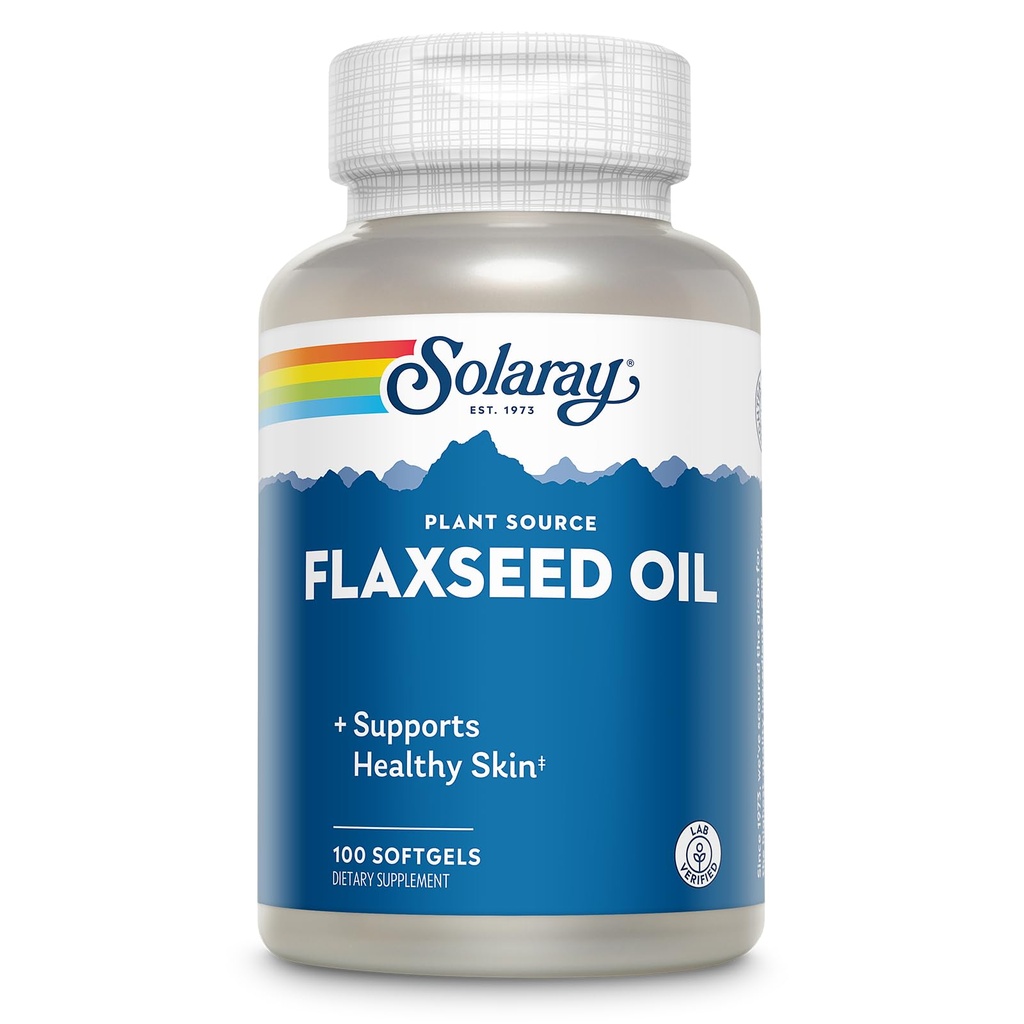 SOLARAY Seed Oil 3000 mg cu Omega 3 6 9, Seminte de in pentru sanatatea pielii, Triple Omega Supliment, Non-GMO, Gluten Free, Lab Verified - 60-Day Guarantee - 33 Serviri, 100 Softgels
