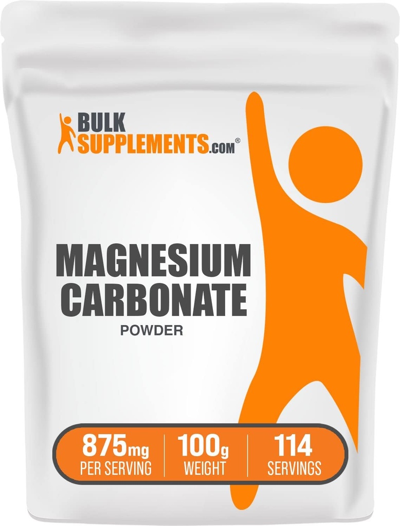 BulkSupplements.com Magneziu Carbonat Pulbere - Magneziu Carbonat Supliment, Magneziu Carbonat Grad alimentar - Gluten gratuit, 875 mg per Serving, 100g (3.5 oz) (Pachet de 1)