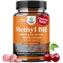 Vitamina masticabila B12 1000 mcg - Vitamina metilata B12 Vegan pentru suport cerebral Energie naturala - Ingrijirea ochilor sanatatii osoase si cresterea moodului cu piele de par si cuie vitamine halal