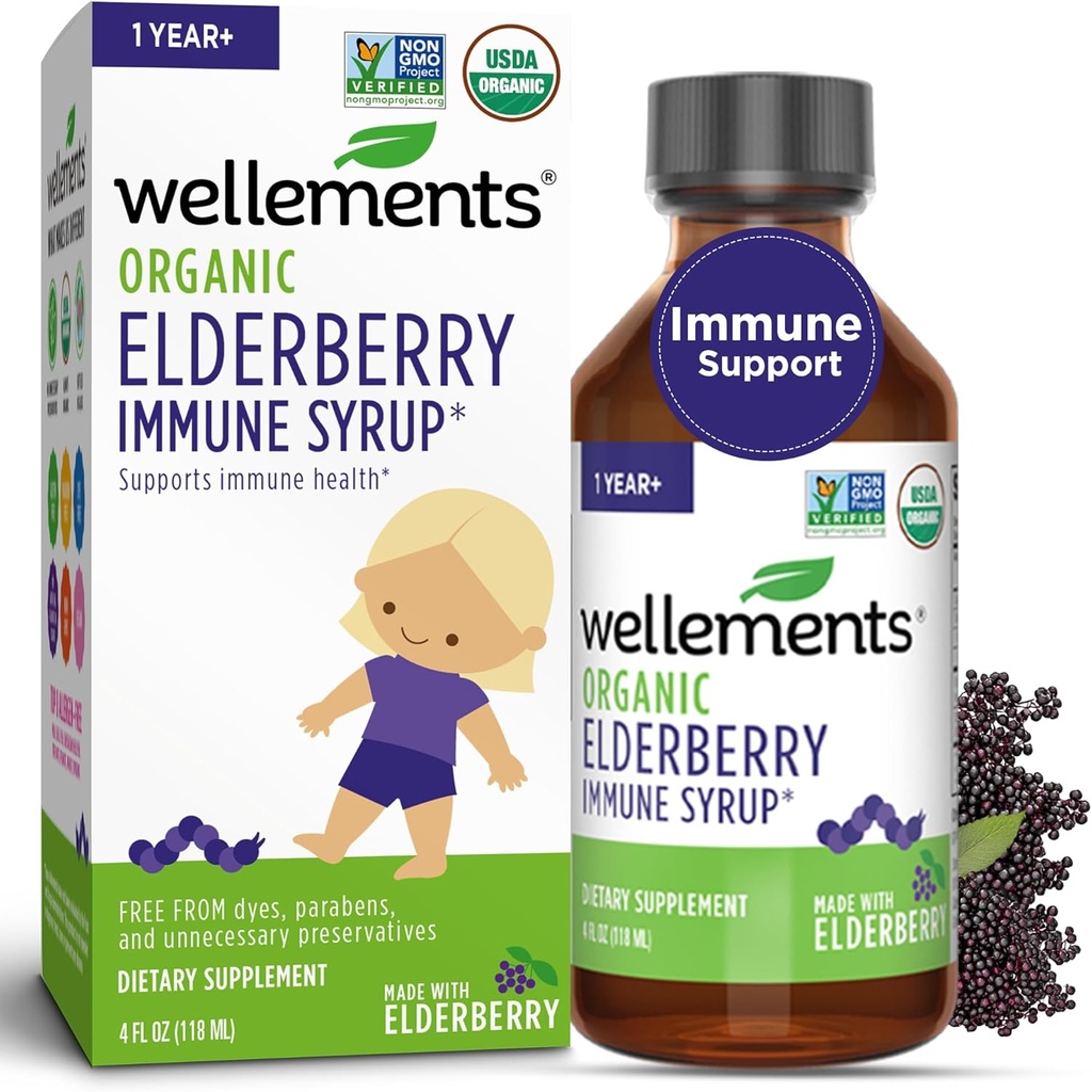 Wellements Organic Elderberry Syrup pentru copii 