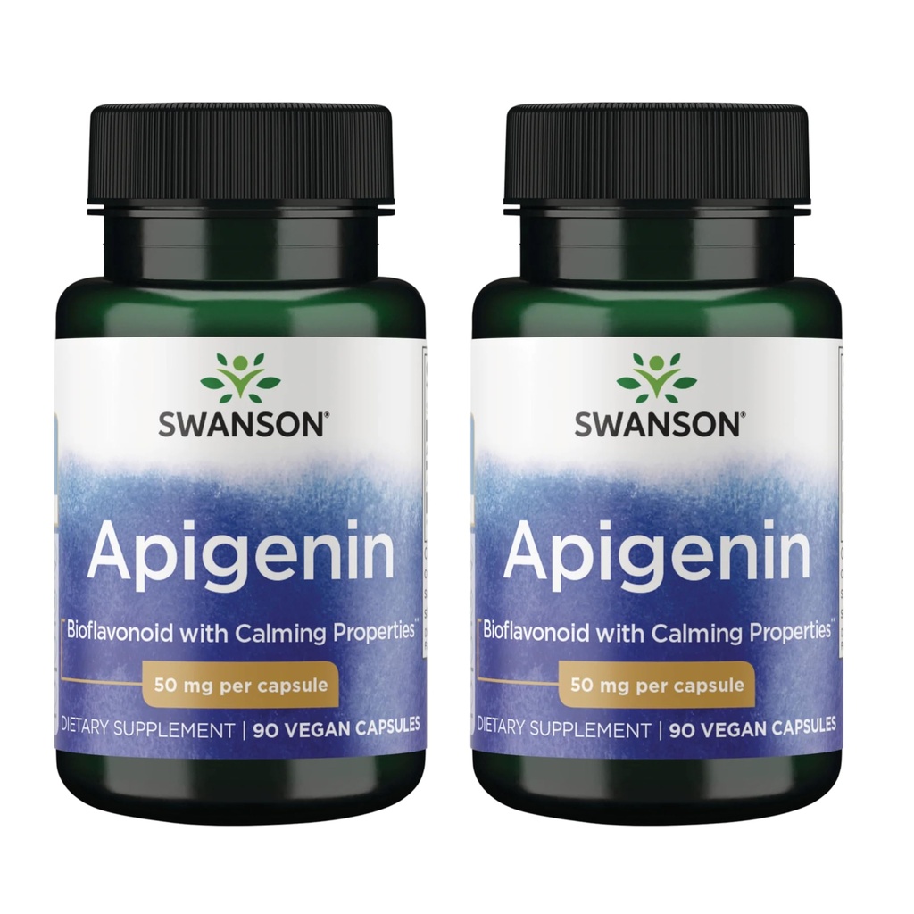 Swanson Apigenin-Bioflavonoid Supliment Natural Prostat-Metabolism și Nervi de asistență pentru sănătate-Poate suporta somn și relaxare 90 Caps, 50mg Fiecare ambalaj 2
