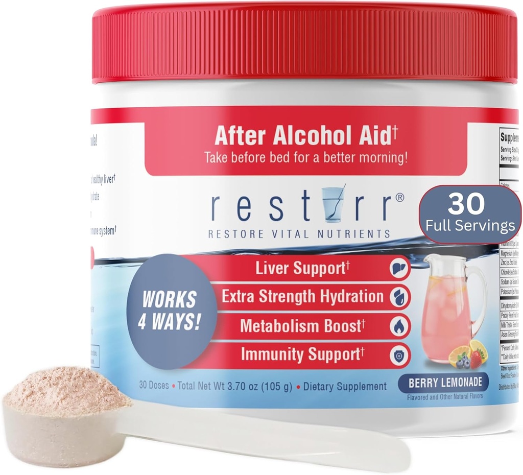 restirr After Alcoolic Aid & Recovery: Susţine sănătatea ficatului, stimulează metabolismul şi susţine sistemul imunitar cu DHM, Milk Thistle, B-complex, Hidratare. 30 Doze