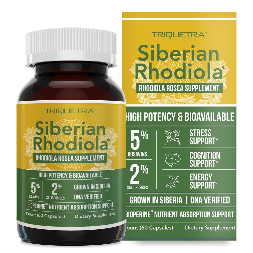 Max Putere Siberian Rhodiola®: Rhodiola Rosea 5% Rosavins, 2% Salidroside & BioPerine® pentru reducerea îmbunătățită a absorbției 