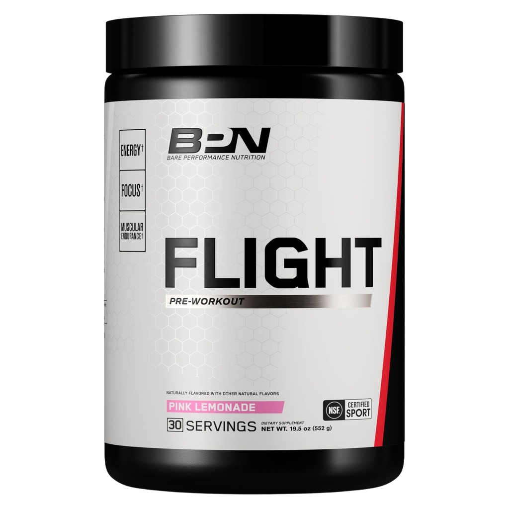 BARE PERFORMANŢĂ NUTRIŢIE BPN zbor Pre Workout, susţine energie şi concentrare mentală, îmbunătăţit Endurance & Pompe musculare cu CarnoSyn® Beta Alanine, roz Lemonade, 30 Serviri