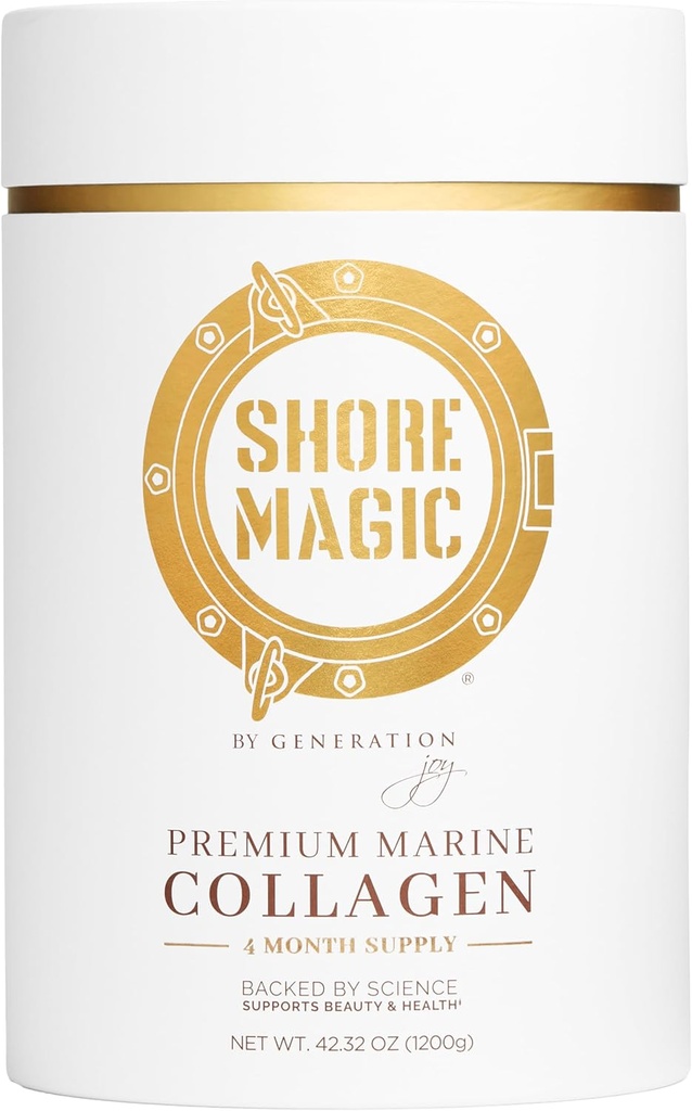 Shore Magic Premium Marine Collagen Powder Types I-IV | Wild Fish-Sourced, Hydrolyzed, Unflavored & Odorless | 9g Protein Per Serving – Supports Skin, Hair, Nails, Joints & Bones | 4-Month Supply