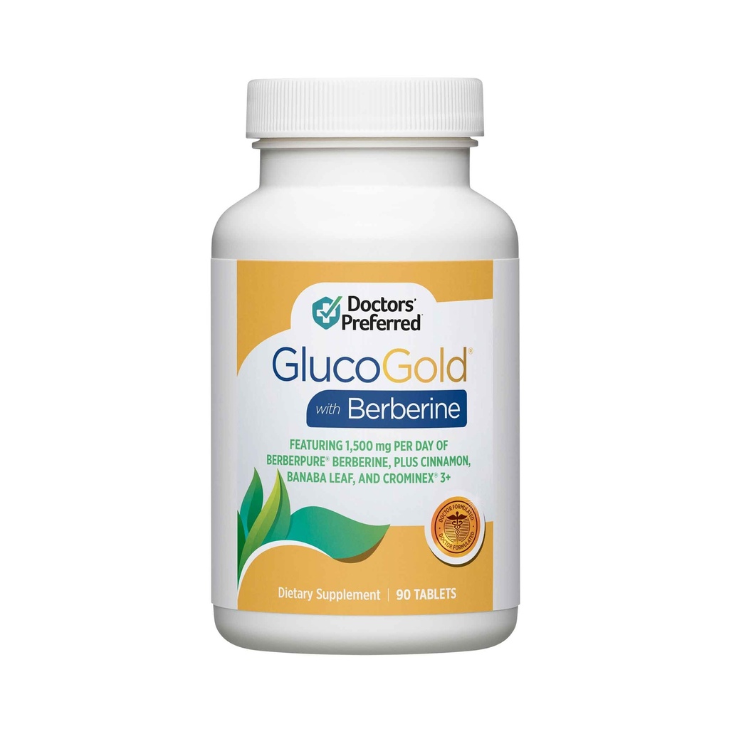 PREFERATĂ DE DOCTORI GlucoGold cu Berberină, scorţişoară concentrată, crom, extract de frunze de banaba (90 comprimate)