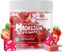 Magneziu Glicinate Soft Chews, aromă de căpşuni. Chews de magneziu potasic fara zahar masticabil cu glicinat de magneziu, vitamina D, B6, si CoQ10 pentru suport calm si somn pentru adulti, 60 zile de aprovizionare