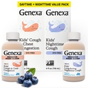 Genexa Kids' Clean Day & Night Cough Medicine, Die Free, 0% Aditivi artificiali, Tuse pentru copii, Congestia toracică, Runny Nose & Sneezing Relief, Vârste 6+, Aroma de afine organice, 8 fl oz (2 Pack)