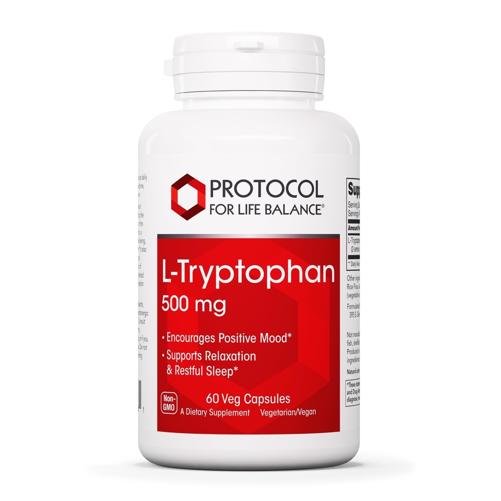 PROTOCOLUL PENTRU VIATA BALANCE L-Tryptofan 500mg - Stres Relief and Relaxation - 60 Veg Caps