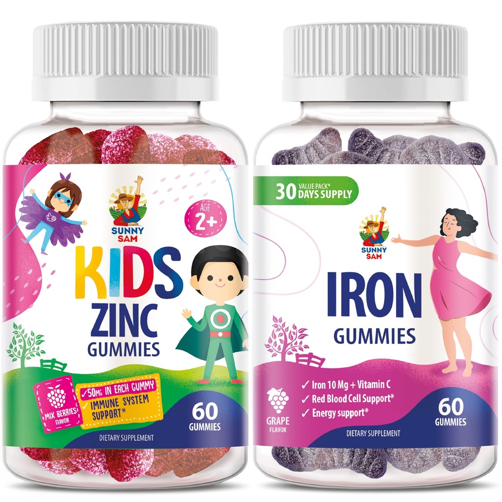 SUNNY SAM Iron Adulți cu vitamine C & Zinc Copii Gumii