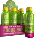 BrainJuice Kids Brain & Immune Support Shot, Gluten Free Supplement Shots for Energy, Focus, Immunity with Vitamin D, C, B, Alpha GPC & Organic Ginger Root, Ages 5+, Dragon Berry, 2.5 fl oz, 12 Pack