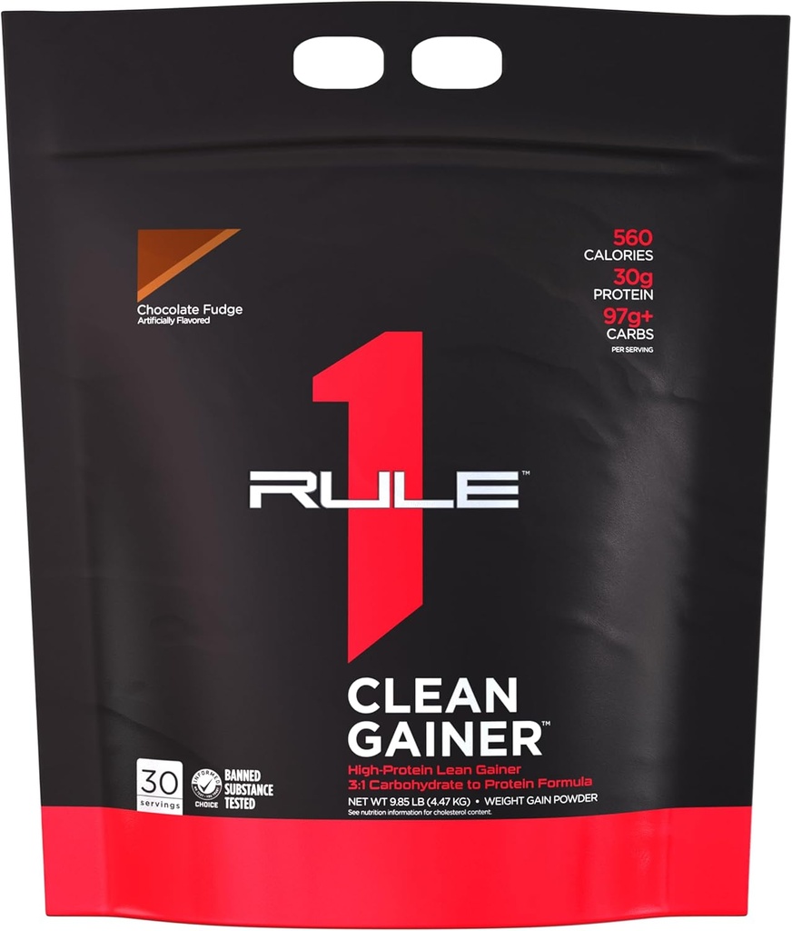 Regula 1 Gainer curat - Formula de mare-proteina Lean Gain cu 560 Calorii, 30g de proteine Full-Spectru, peste 90g carbohidrati, sub 6g de grăsime (30 Serviri, ciocolată Fudge)