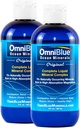 OmniBlue Ocean Minerals - 70+ Trace Minerals & Liquid Magneziu - Potasiu, Clorura- Sodiu scăzut - Suport natural pentru somn, Digestion, Regularitate, Hidratare & Electrolite Balanta (2-Pack 8oz)