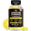 Nutra Creatin Monohidrat Gummies - 1g Creatina per Gummy - Vegan Muscle & Force Supplement for Men & Women - Sustine cresterea musculara, energie, rezistenta - Aroma de lamaie, Made in USA (90ct)