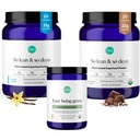 Ora Organic Vegan Proteina praf Ciocolata, Vanila & Verdes Praf Bundle: 22g Plant based, Ciocolata, 20 Serviri + 21g Plant based, Vanilie, 20 Serviri + Ecologic Super Greens băutură, 30 Serviri