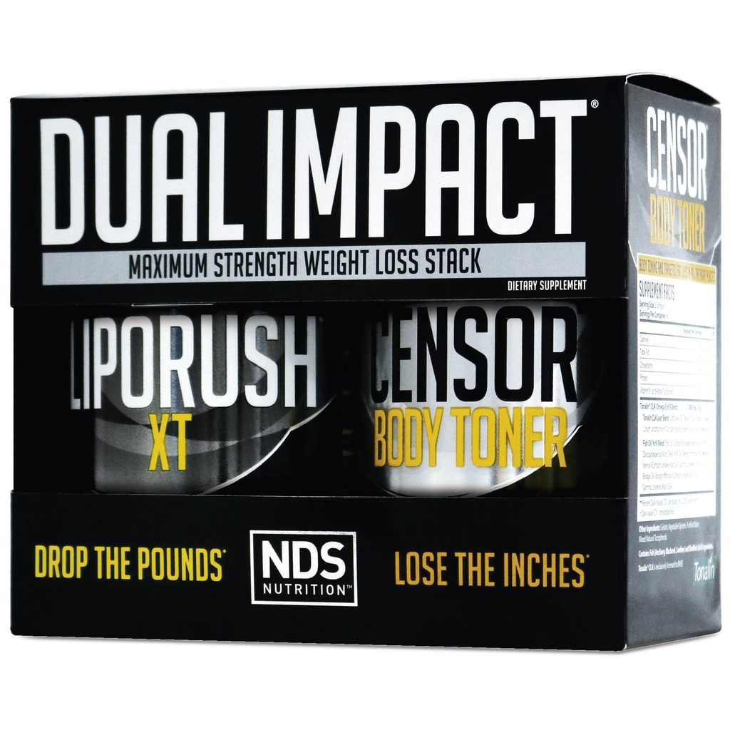NDS Nutriție Putere maximă Dual Impact Stack - Puternic 2-in-1 Pierdere în greutate Kit Combine mare energie Fat-Burning XT Termogenic cu CLA Premium CLA Toner corp (60 Caps & 90 Softgels)