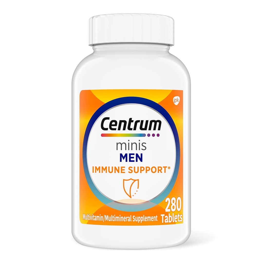 Centrum Minis Multivitamine pentru bărbați zilnic pentru suport imunitar cu zinc și vitamina C, 280 Mini comprimate, 140 zile de aprovizionare