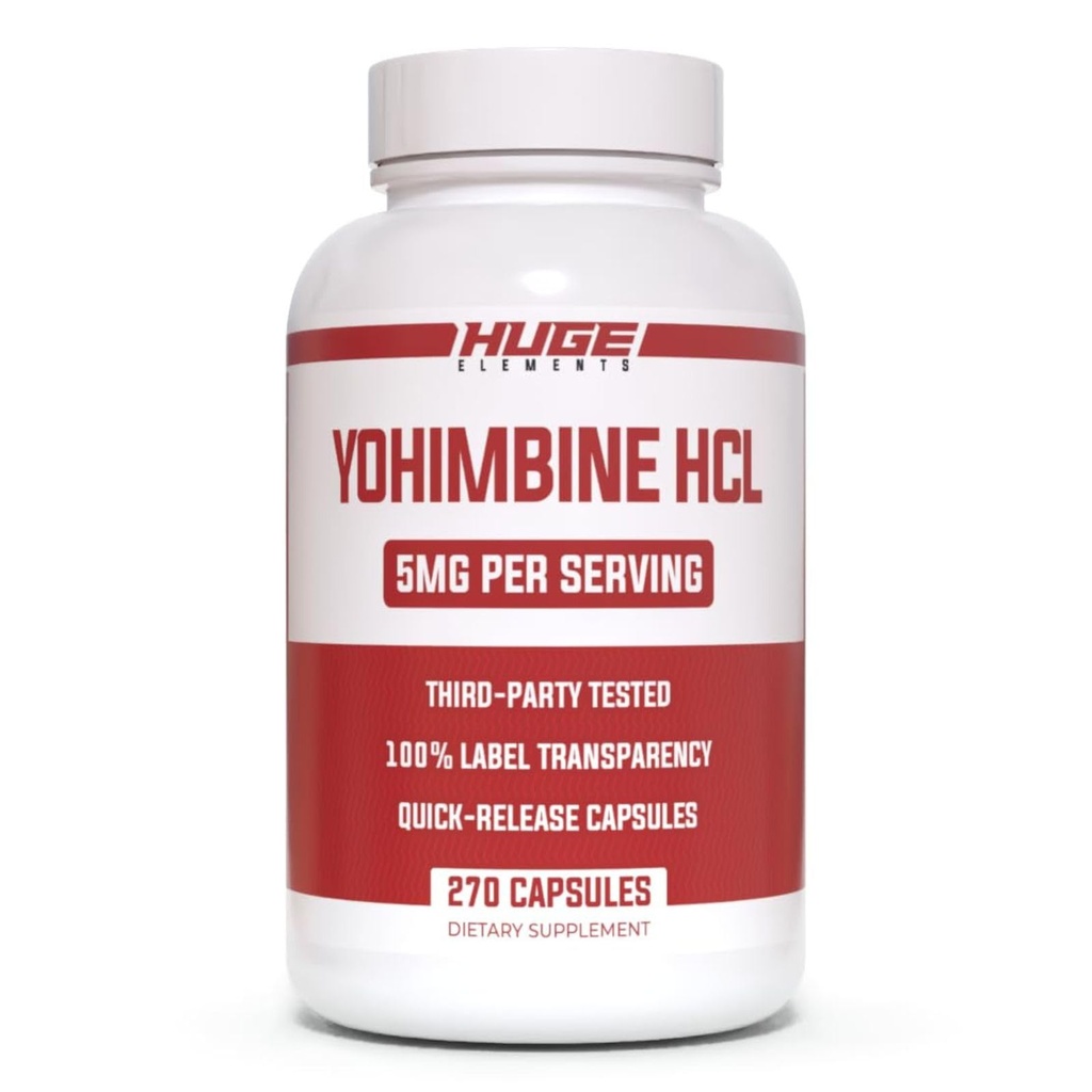 Suplimente uriaşe Yohimbine HCl 5mg, terţe părţi testate, Fat Loss & Energy Support, Formula de performanţă avansată pentru Body Recompozition - 270 Veg Capsule