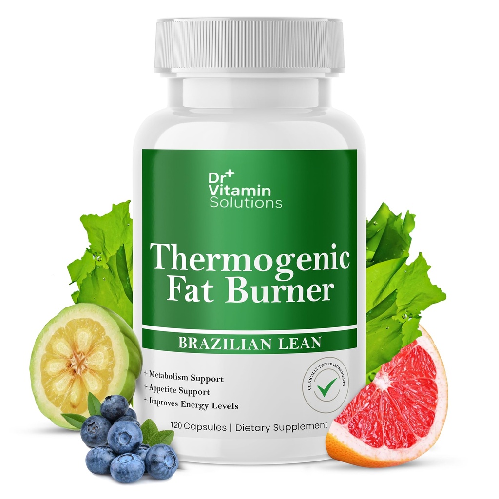 DR VITAMIN SOLUŢII termogenice Fat Burner Brazilian Lean, greutate de pierdere vitamine, talie Trimmer & Suplimente pentru balonare (1 flacon, 120 capsule)