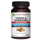 Pure Nutrition Triple Ginseng - o combinație unică și eficientă de Red Ginseng, American Ginseng și Siberian Ginseng. 790 mg per capsulă 