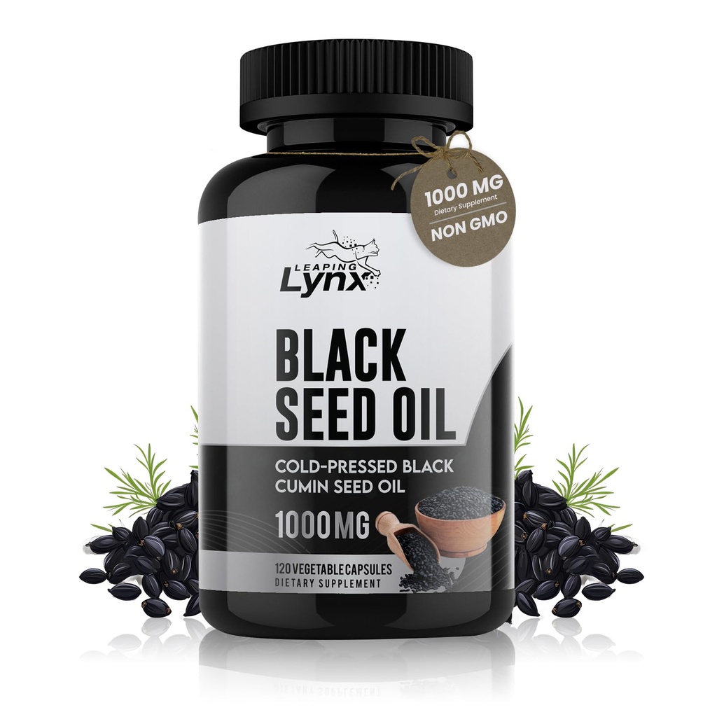 Doar Organic Cold-Pressed capsule de ulei de semințe negre - Vegan Non-GMO Pure Nigella Sativa negru chimin ulei de semințe pentru Imunitate de frumusețe și suport general de wellness - Thymochinone-Rich 1000mg Servire (60 zi)