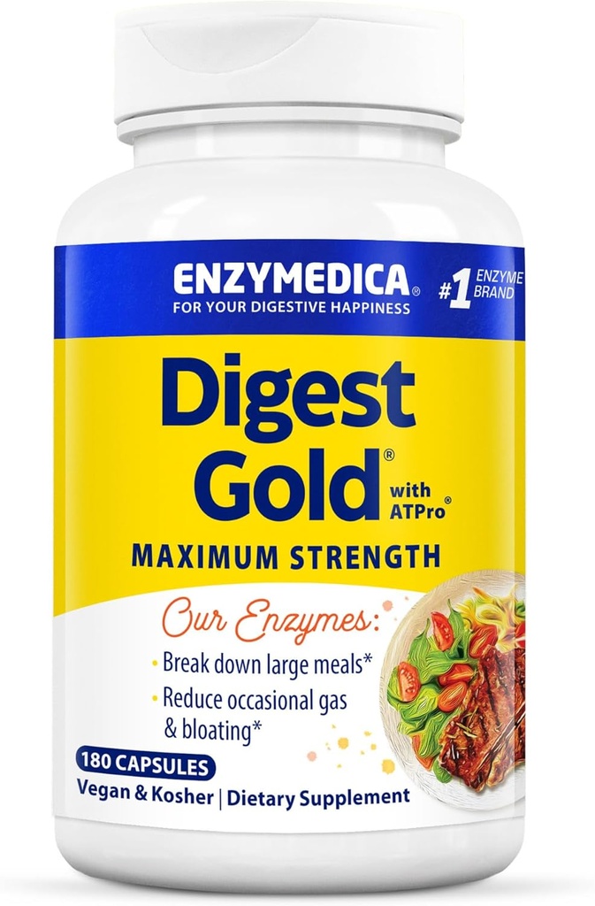 Enzymedica Digest Gold + ATPro, Suport digestiv maxim, 180 capsule
