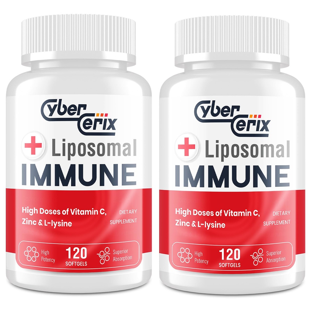 Suport imun lipozomal pentru adulți, Complex cu L-Lysine 1500 mg, Vitamine, Minerale și extracte vegetale, Amestec zilnic de wellness pentru bărbați și femei - 240 capsule