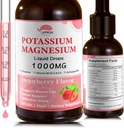 Potasiu Magneziu Citrate Supliment,Magnesium Picături lichide cu magneziu Glicinat 1000mg cu Ashwagandha,Zinc,Suport Clam & Suport Sistem imunitar (Strawberry,2 FL.OZ.)