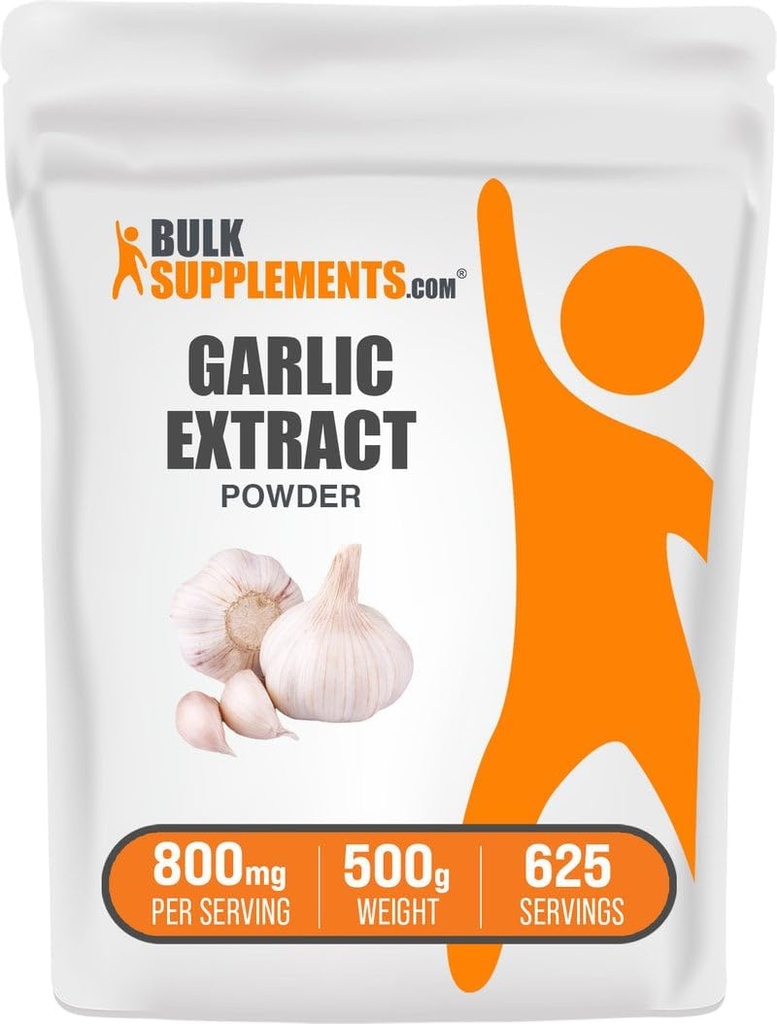 BulkSupplements.com Usturoi Extract de pulbere - Uscator Supliment, Herbal Supliment, Allium Sativum - Herbal & Gluten Free, 800mg per Serving, 500g (1.1 lbs) (Pachet de 1)