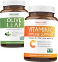 Salvaţi $4 (12% off) - Herbal Immune Bundle - Olive Leaf Extract (Non-GMO) Super Putere: 20% Oleuropein 750 mg capace şi suport imunitar - Vitamina C cu zinc, vitamina D, elderberry & Echinacea (Non-GMO)