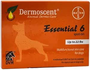 Bayer Dermoscent 6 Spot pe îngrijirea pielii pentru câini mici până la 22 lb Ulei de pește Suplimente nutriționale