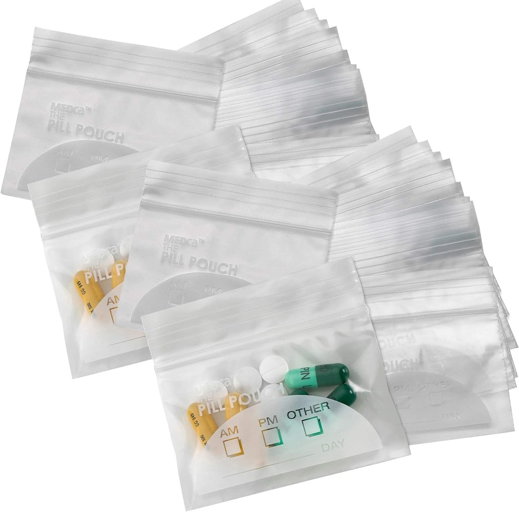 Pill Pouch Bags - (Pachet de 400) 3" x 2.75" - BPA-Free, Poly Bag Zipper Pills Baggies de unică folosință, Daily AM PM Pastile de stocare pentru medicamente de călătorie Organizator, Cel mai bun reutilizabil cu etichete Write-on