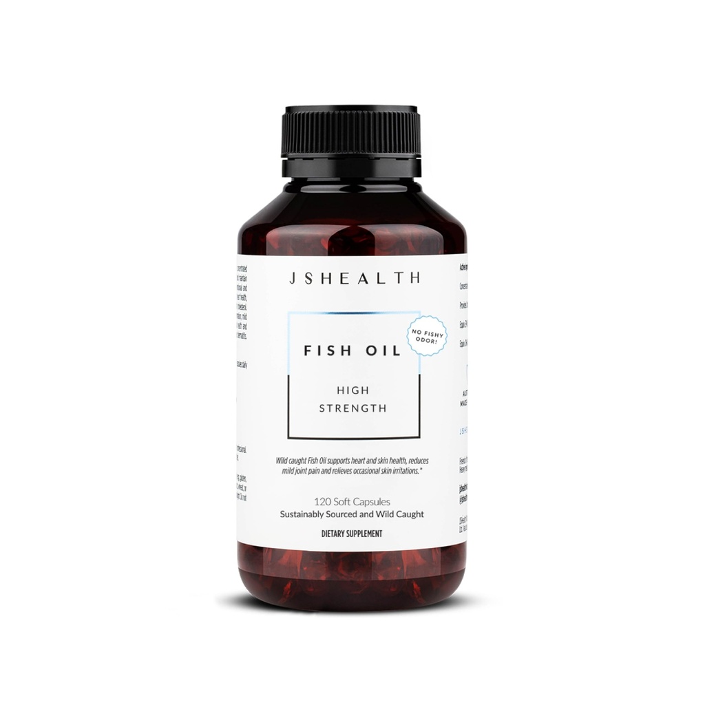 JSHealth Suplimente de ulei de pește de înaltă rezistență - Omega 3 Ulei de pește - Made with Wild-Chaught Fish - Omega 3 Supplement, 120 capsule