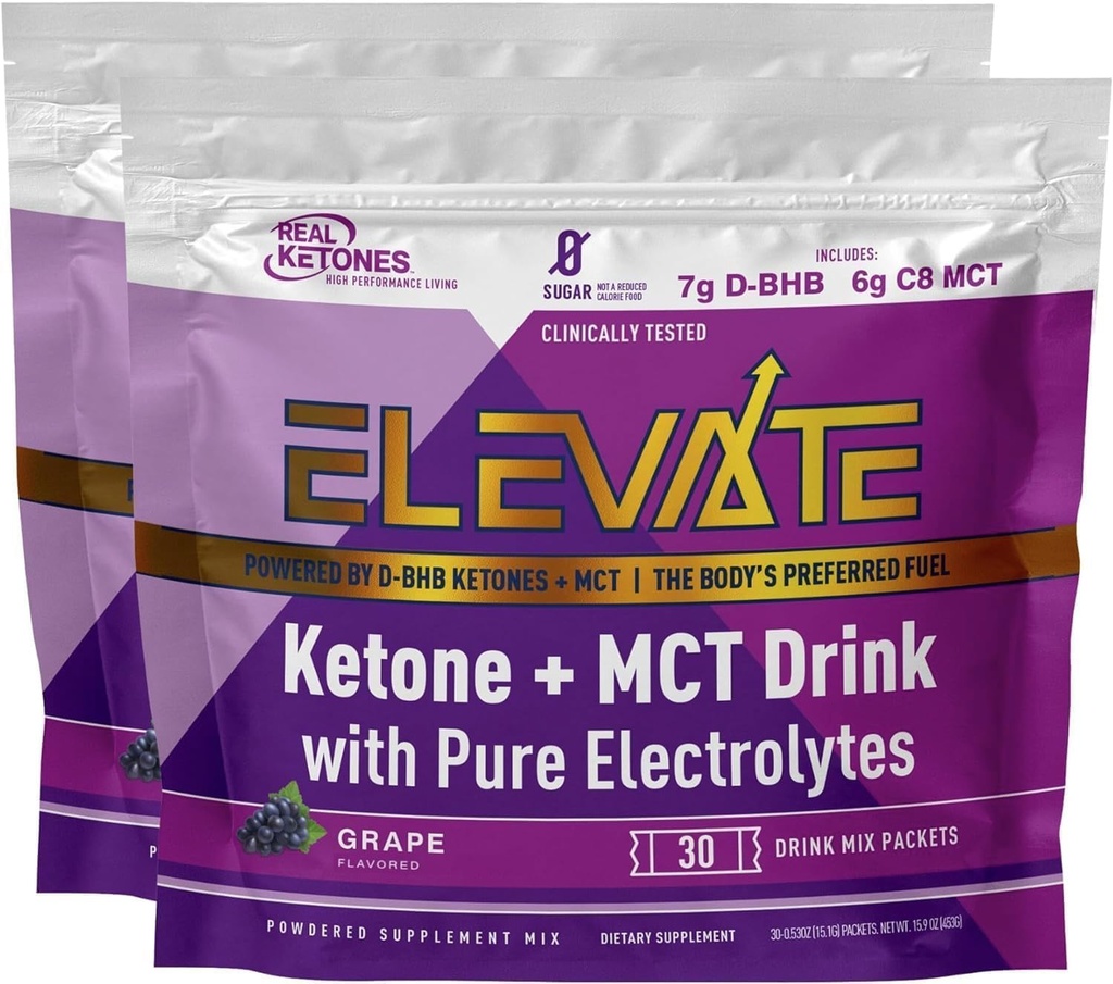 Ketoni Real Exogene Keto D BHB + MCT + Electroliti, Cafeina Free Drink Mix Powder, Tarta de struguri pentru Ketoza Rapida (56 Servings)