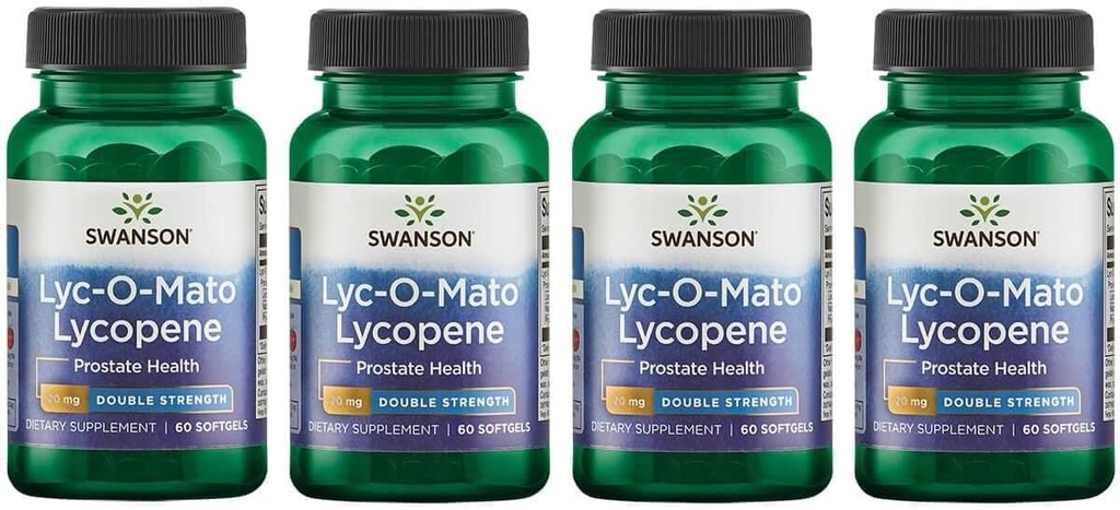 Swanson Double-Forngth LYC-O-Mato Lycopene 20 Milligrams 60 Sgels (4 Pack)