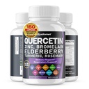 Quercetin Bromelain Zinc Vitamina D3 Elderberry Turmeric Rosemary Bilberry Sage Odorless Usturoi Ceai Verde Lapte Thistle Oregano -150 Capsule - Made in USA