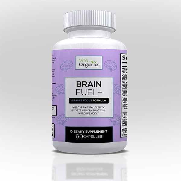 Brain Fuel+ DMAE Blend Memory Supplement for Focus, Mood, Mental Energy for Ocupat Men & Women - 60 Capsule, Made in USA