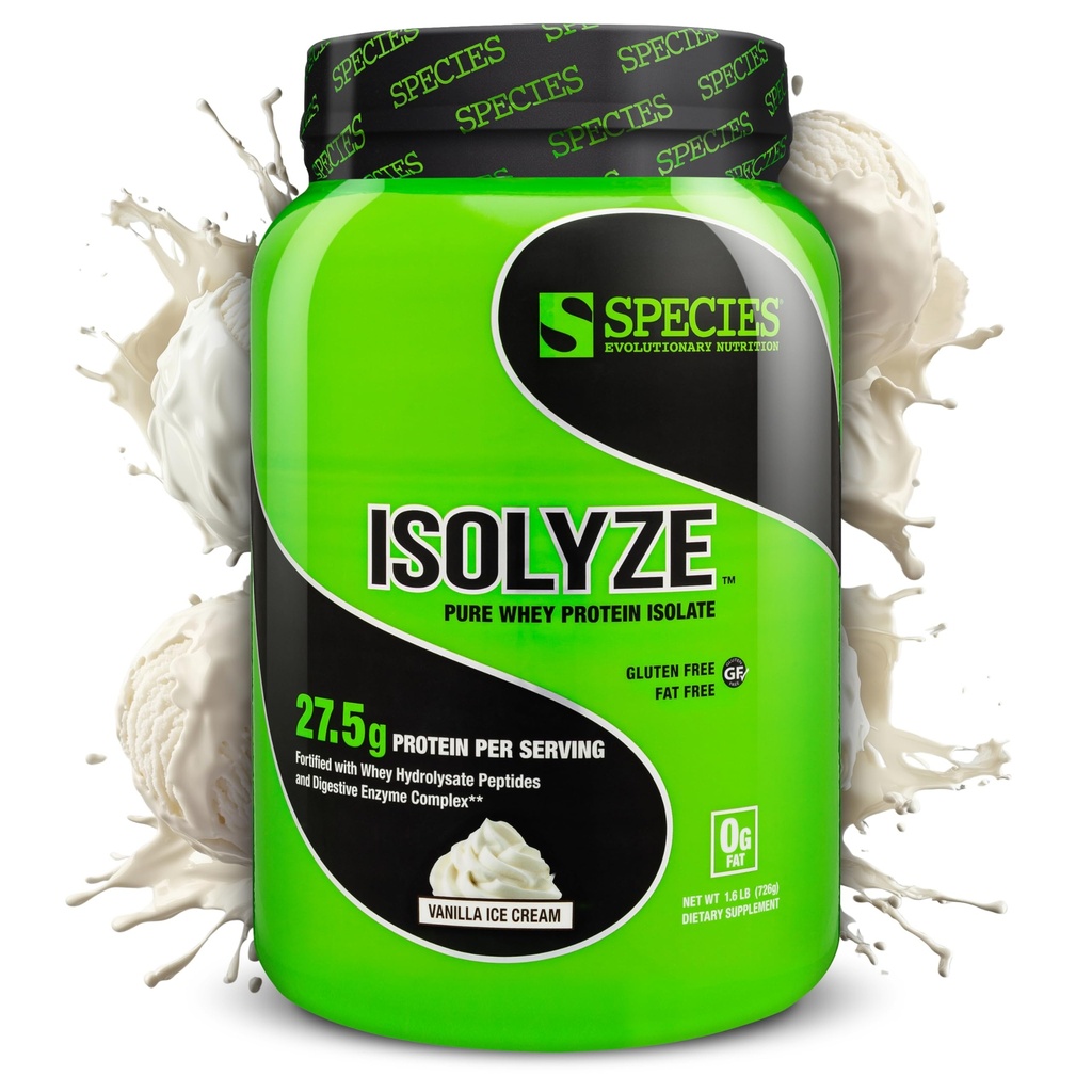 Specie Nutritie Izoleaza Pudra de proteine Whey, 100% Whey Izolat pentru cladirea muschilor, 27,5g Proteine Per Scoop, Fara Zahar & Fat (Vanilla Inghetata, 22 Serviri)
