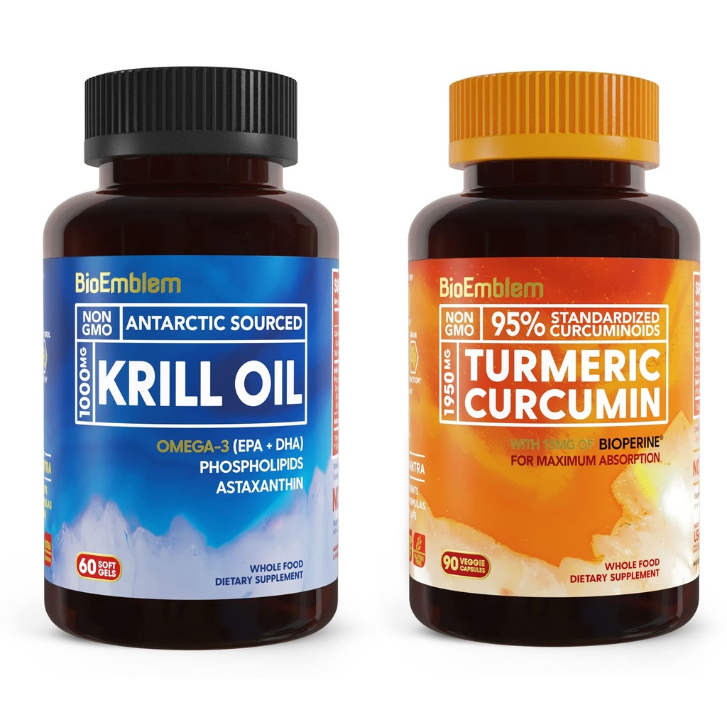 BioEmblem Antarctic Krill supliment de ulei Curcumina Turmeric Supliment cu BioPerine