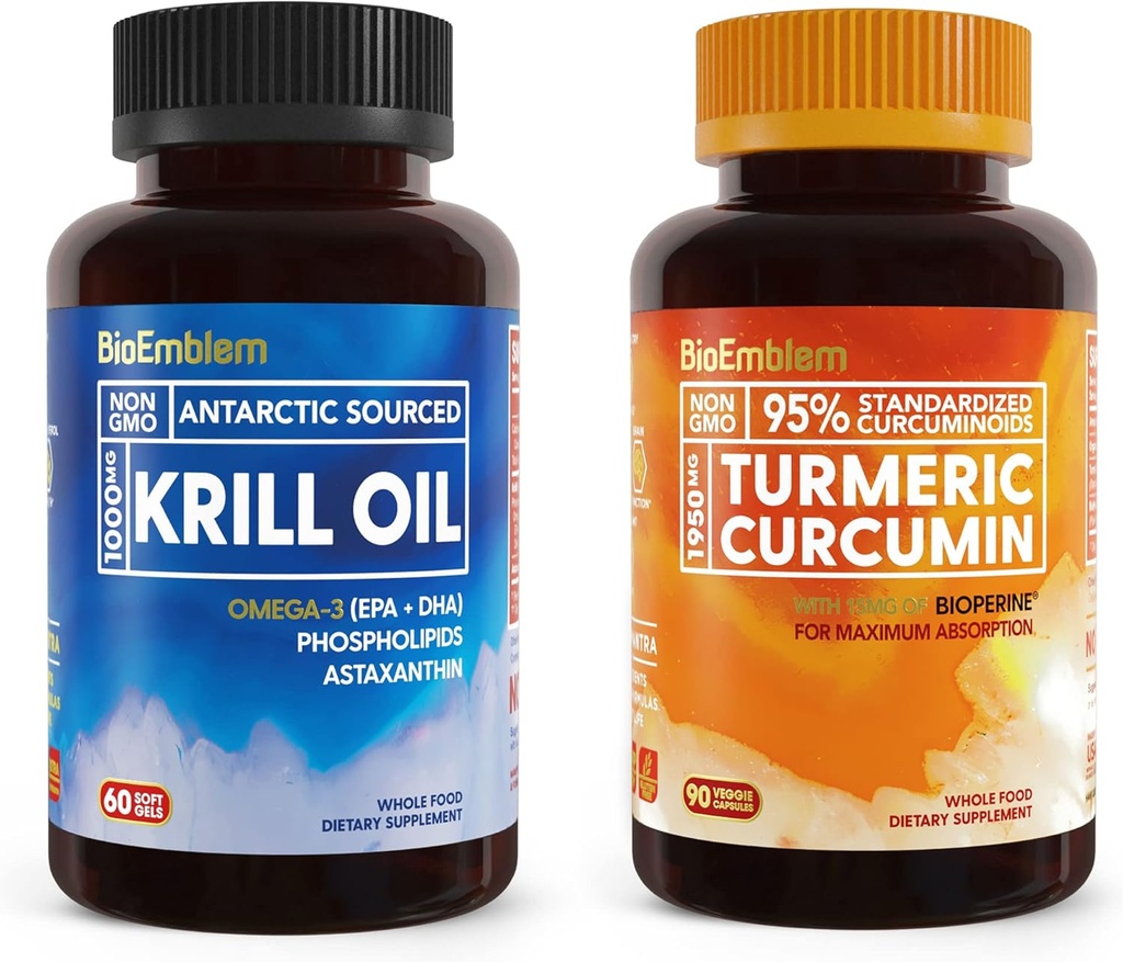 BioEmblem Antarctic Krill supliment de ulei Curcumina Turmeric Supliment cu BioPerine