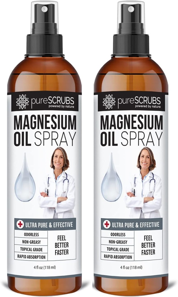 Spray de ulei de magneziu pur Topical, Absorbtie rapida Ultra pentru o sanatate mai buna, Zechstein Brine Pure - (2 flacon de valoare)