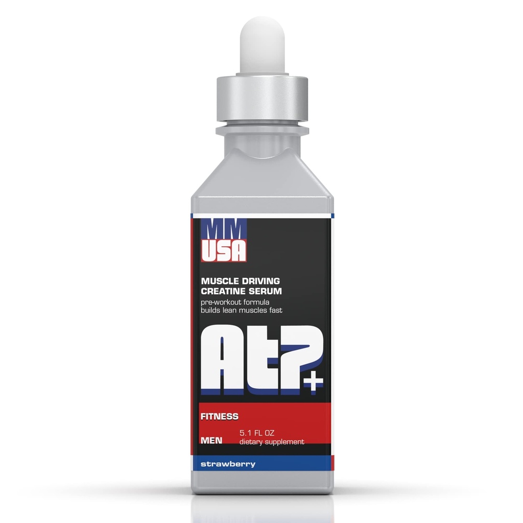 MMUSA ATP+ pentru bărbaţi Pre-workout Creatin Ser. Energie instantanee, putere, putere și rezistență. Stimulează creșterea musculară, Bodybuilding Performance. cu aminoacizi și glucosamină. Căpșuni, 5.1 Fl Oz