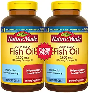 Ulei de pește Burp-Mai puțin, 1200mg, 360mg Omega 3, 150ct