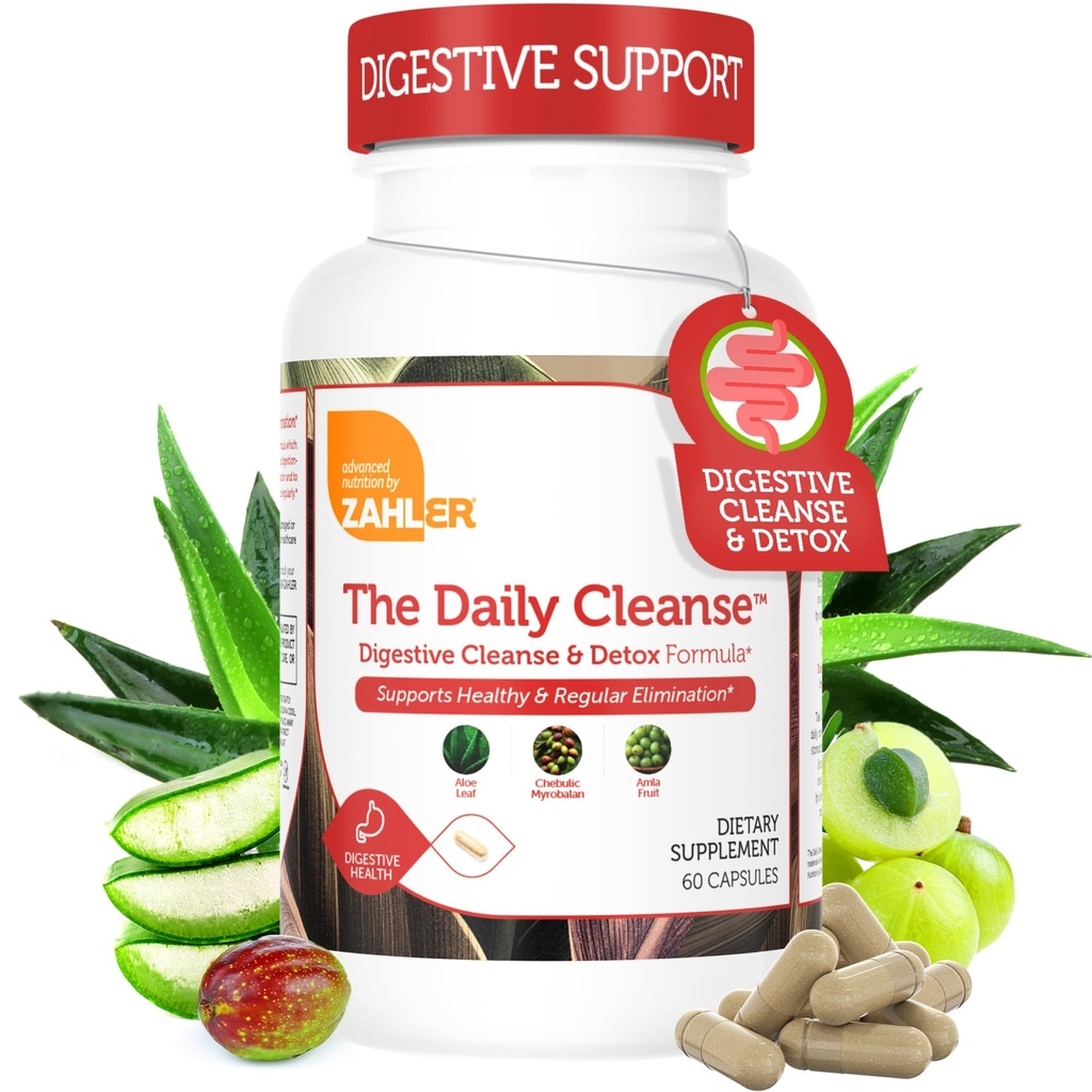 Zahler Daily Cleanse, Digestive Cleanse & Detox Formula, sprijină eliminare sănătoasă și regulată, 60 capsule.