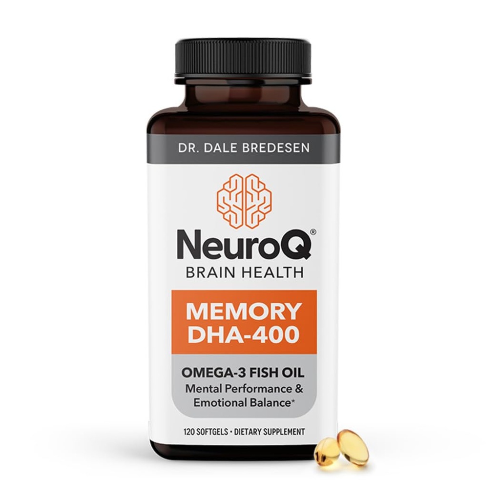 LifeSeasons NeuroQ Memory DHA-400 - Omega-3 Supliment ulei de pește - Performanță mintală și echilibru - Sprijină Neuro Brain Health - Protejează împotriva pierderii memoriei și îmbunătățește concentrarea - 120 Softgels