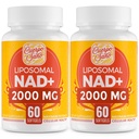 2000 MG NAD Supliment, Liposomal NAD+ cu absorbţie ridicată, mai eficient decât Nicotinamida Ribozidă, Pure & Plus Booting Supliment, Aging Defense, Metabolism & Cellular, 120 softgels