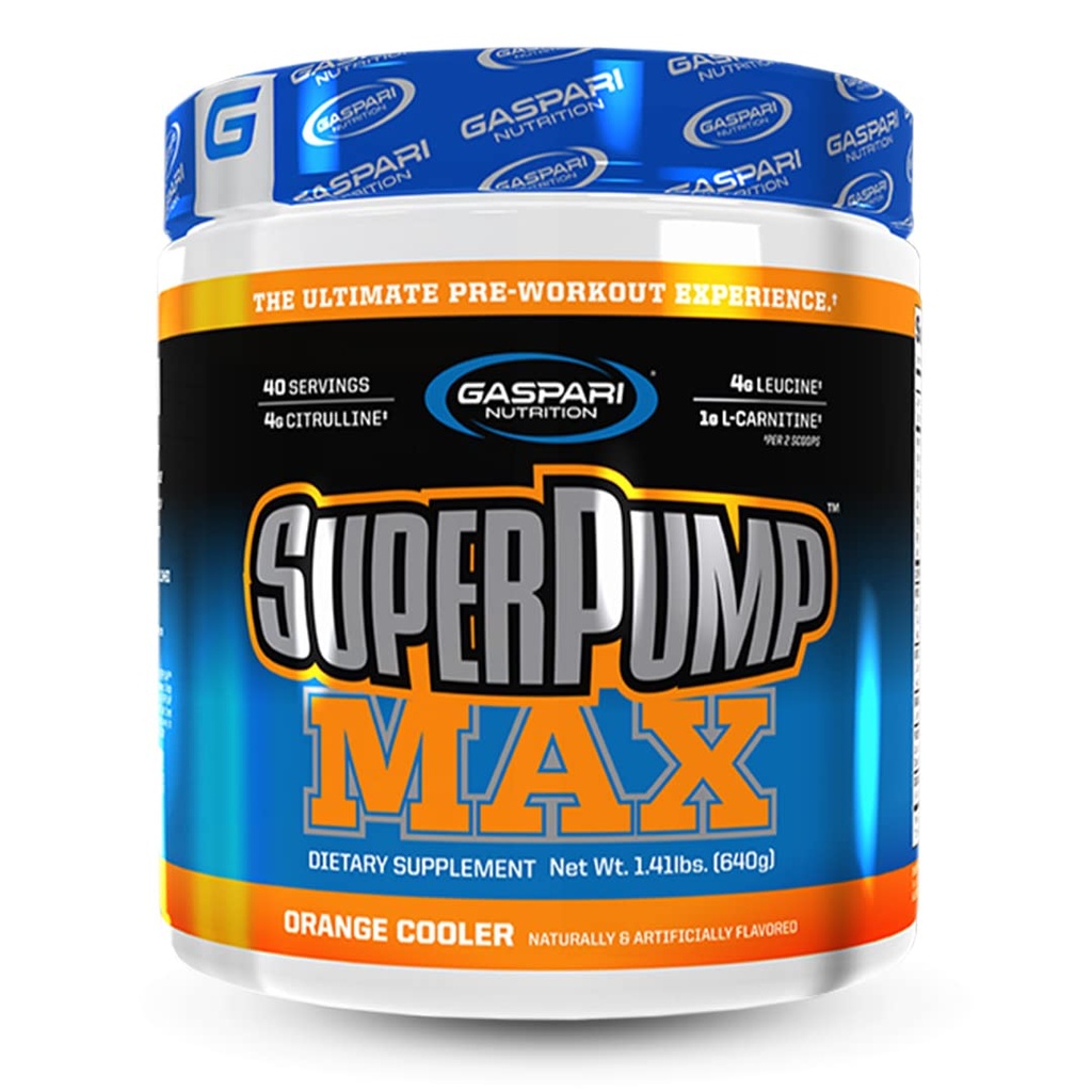 Gazpari Nutrition SuperPump MAX, Ultimate Pre Workout pulbere, Sustinut energie Preworkout, Nitric oxid Booster, crestere musculara, Recovery & Replenishes Electrolites (40 Servire, Orange Cooler)