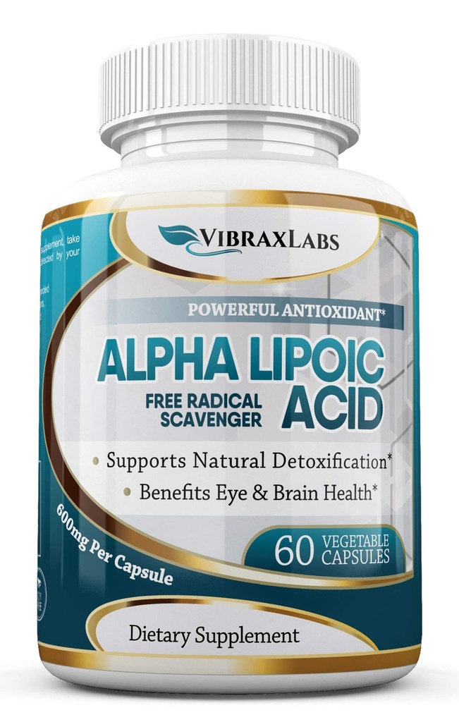 Alpha Acid lipoic 600 mg capsule - extra-rezistenta Supliment ALA - Cele mai bune capsule vegetariene pure pentru durere nervoasa, piele, fata, ochi si creier Boost 